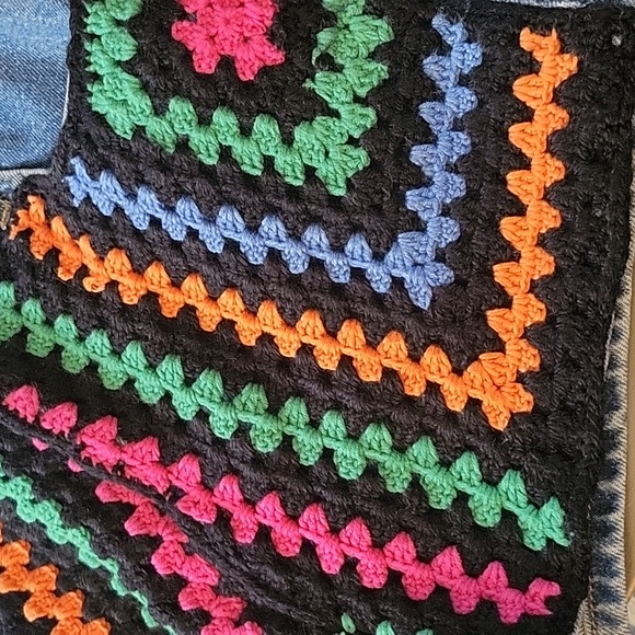 Farm Rio Crocheted Panel Denim Jean Shorts High Rise Waist Anthropologie 23 - Picture 8 of 16